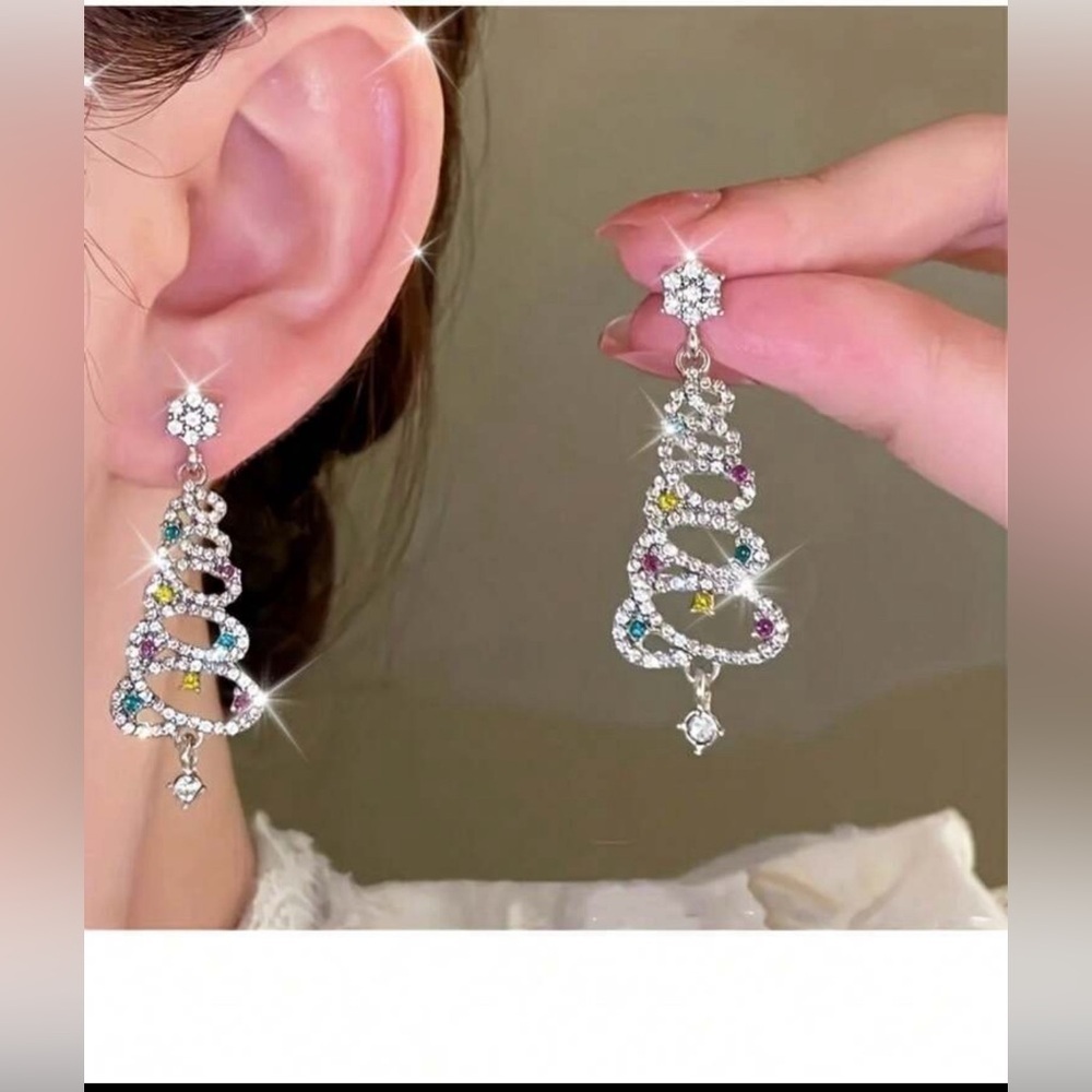 Elegant Silver and Multicolor Spiral Tree Earrings